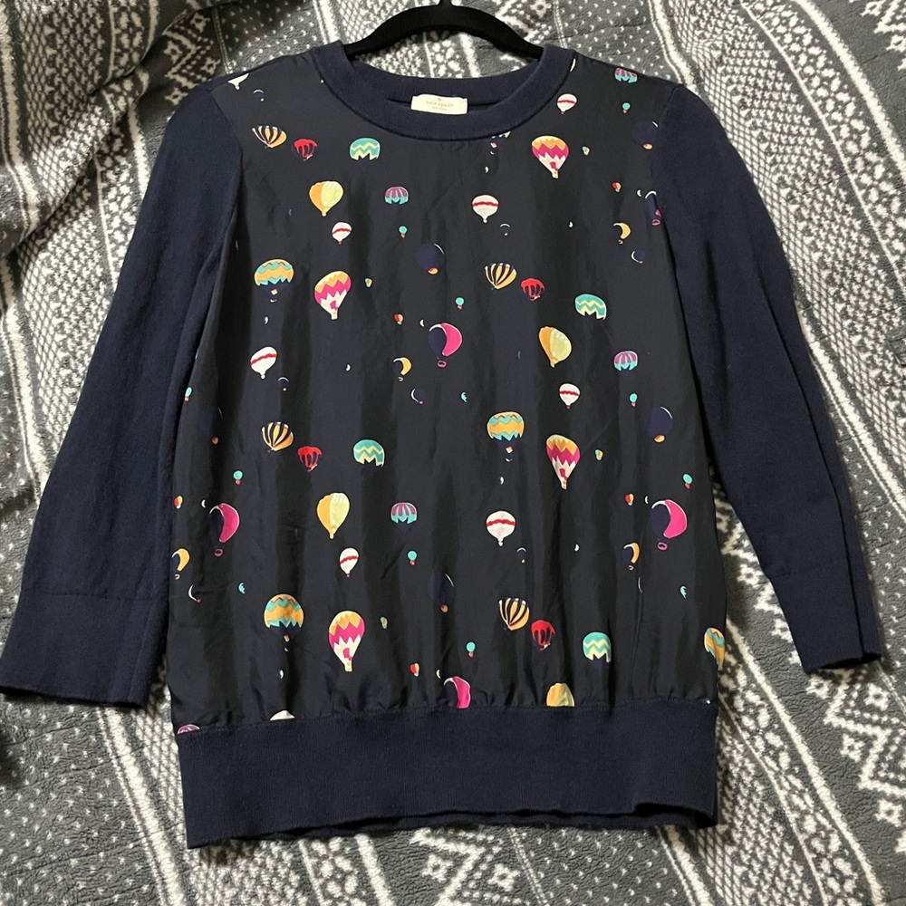 Kate Spade Hot Air Balloon Print Navy sweater